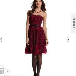 Strapless Red Leopard Print Dresswhite house black market